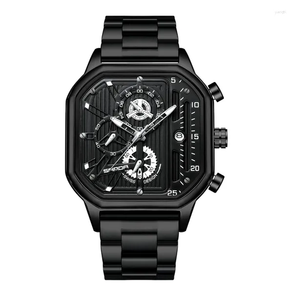 Wallwatches Fashion Business Design Men's Watch Casual Automático Versátil Estilo inoxidable Correa de acero impermeable