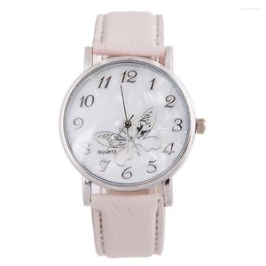 Montres-bracelets Mode Papillon Femmes Montres 2023 Simple Marron Quartz Montre Vintage En Cuir Dames Horloge Reloj Relogio Femin