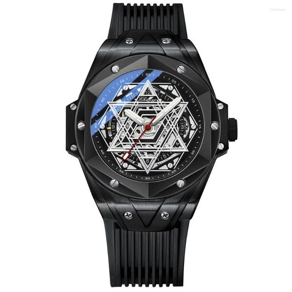 Montres-bracelets Mode Chenxi Hommes Top Étanche Machines automatiques Sport Date Business Tourbillon Silicone Prismatique Rivet