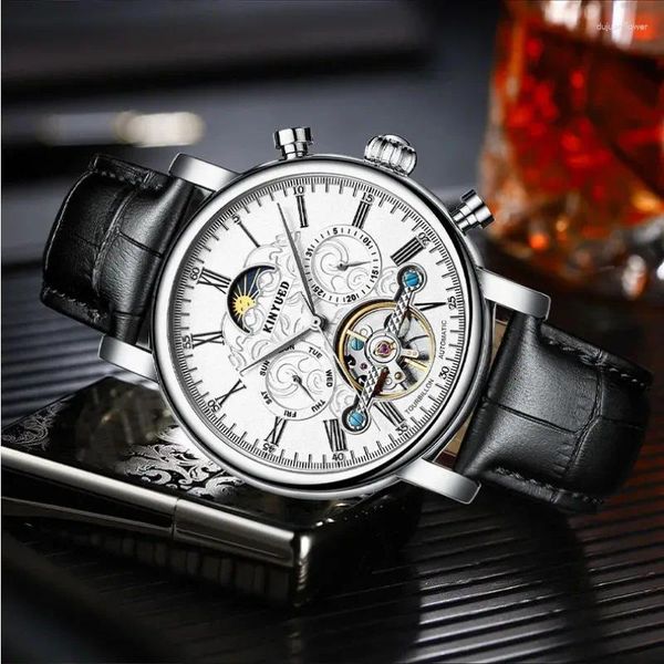 Montres-bracelets Mode Classique Homme Montres De Luxe Bracelets En Cuir Montre-Bracelet Hommes D'affaires Casual Sport Montre Étanche Lune Phase Horloge