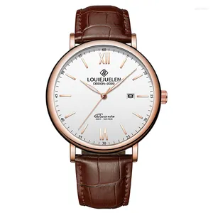 Montres-bracelets mode classique en cuir hommes montres haut de gamme de luxe étanche Auto Date Quartz Relogio Masculino