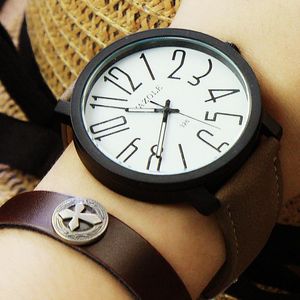 Relojes de pulsera Relojes universitarios de moda Hombres y mujeres Muñeca Estudiantes Cinturones Reloj grande Dial Reloj simple Relogio Masculino