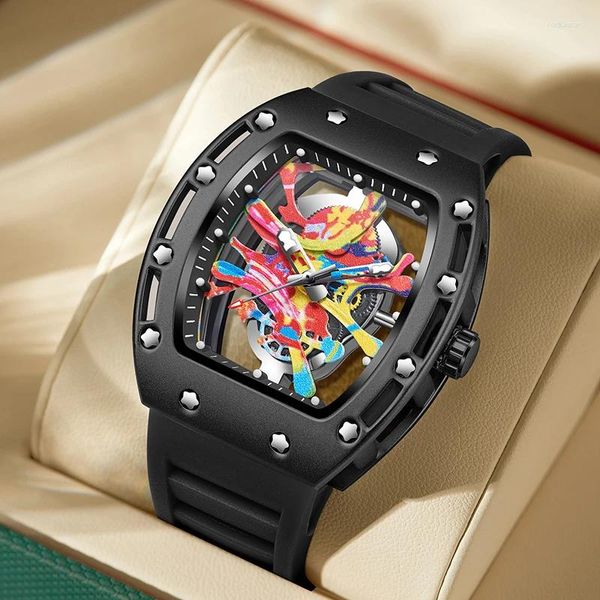 Mujeres de pulsera Moda de color Fashion Men Wuts Watches Sport Silicone Tonneau Improiector Watreple Classic Black Watch para RelOJ Hombre