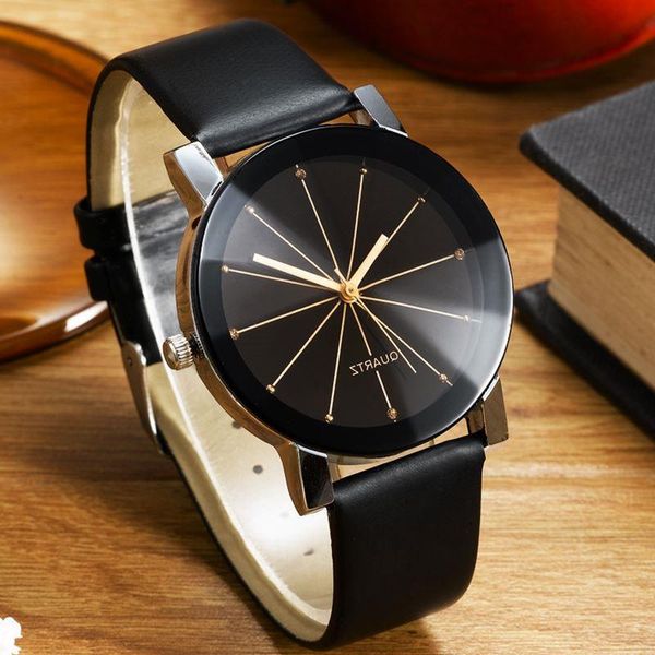 Relojes de pulsera Relojes de cuarzo para parejas de moda Cinturón radial convexo Reloj de ocio para hombres y mujeres Relojes de pulsera al por mayor
