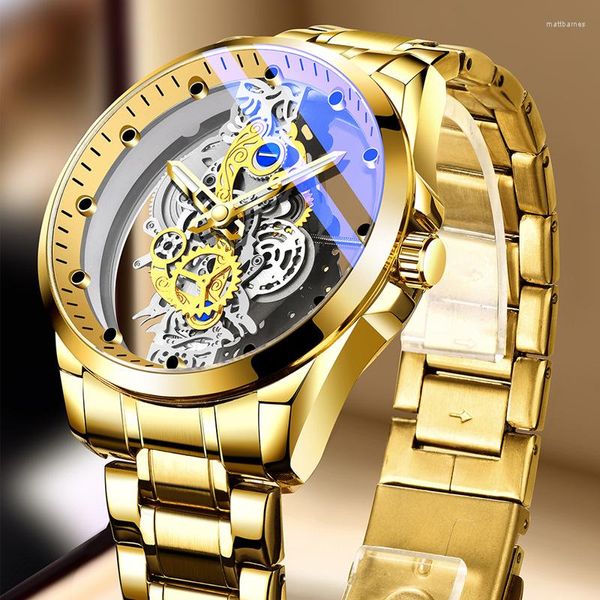 Montres-bracelets Design De Mode Imitation Mécanique Tourbillon Montre Hommes Double Creux Montres Cadran Lumineux Quartz Montre Homme