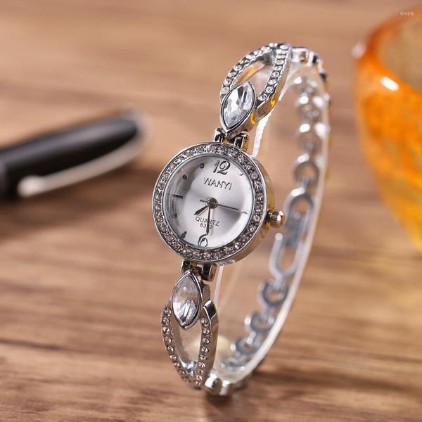 Montres-bracelets Mode Robe Montres À Quartz Pour Femmes De Luxe Strass Charme Argent Or Rose Ceinture En Acier Bracelet Montre-Bracelet Relogio