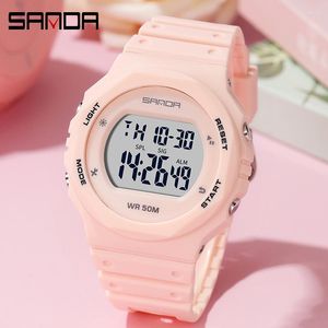 Polshorloges modejurk sport horloge voor meisje luxe led digitale horloges dames polshorloge topmerk sanda stopwatch klok 2023