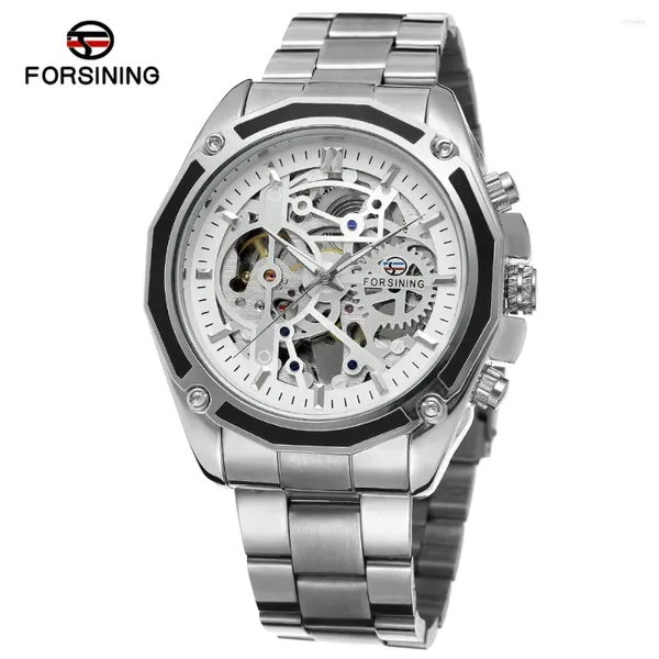 Montre-bracelets Fashion Forsine Top Brand Men Regardez Casual Hollow Mécanique Automatique AutoProproof Sports Full Steel Business Homme