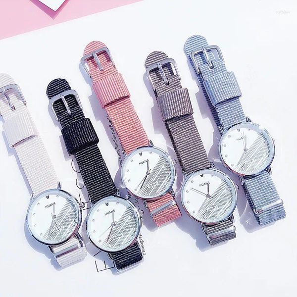 Relojes de pulsera Moda Geneva Reloj de pulsera Mujer Correa de lona Simple Pequeñas damas Casual Reloj de cuarzo Regalo Montre Femme