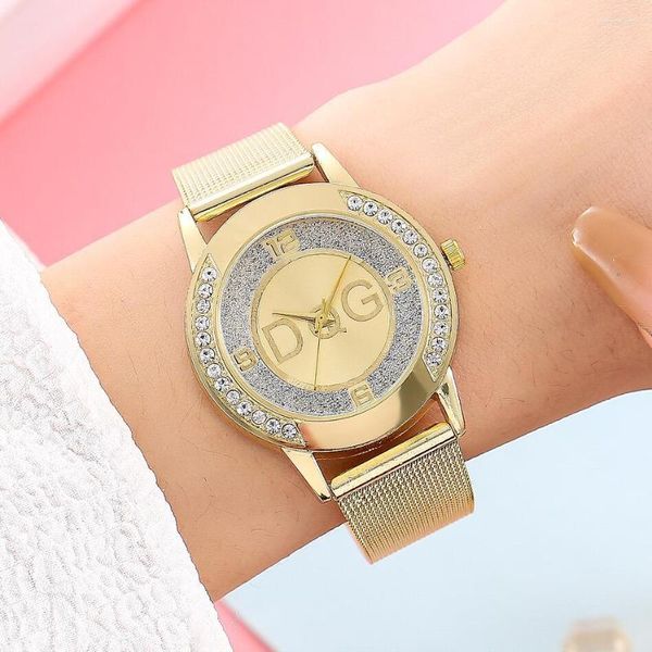 Montres-bracelets mode or femmes montres décontracté Quartz Bracelet montre pour métal maille acier inoxydable robe Relogio Feminino