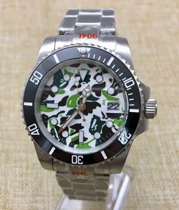 Horloges Mode Groene Camouflage Wijzerplaat Lichtgevende Sport Heren Horloge Automatisch Mechanisch Roestvrij Stalen Kast Armband
