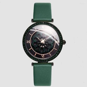 Horloges Mode Guou Top Bloem Diamant Vrouwen Horloge Wijzerplaat Draai Dames Quartz Horloges Vrouwelijke Roterende Uurwerk Zegarek Damski