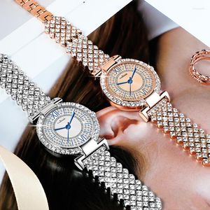 Montres-bracelets mode dames Bracelet Quartz haut cristal diamant montre pour femmes robe 2023