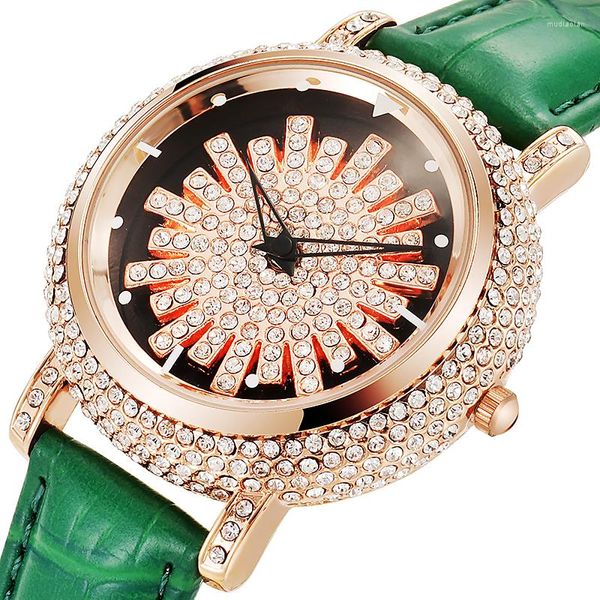 Relojes de pulsera Moda Señoras Fortune Rotación Diamante Cinturón Reloj de cuarzo para esposa Novia Fiesta de cumpleaños Regalo