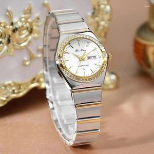 Montre-bracelets Fashion Ladies Wristwatch Luxury Afficier Date Gold Watch For Women habiller les montres de quartz en acier inoxydable