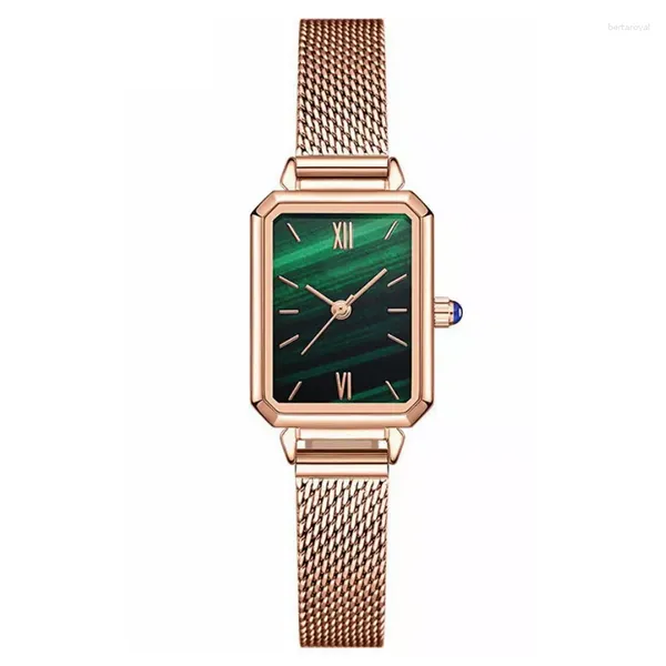 Montres-bracelets Fashion Lady Watch Gift Set Minimalist Malachite Green Face Square Japan Movement Women