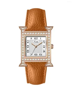 Wallwatches Fashion Lucky Banquet Light F S Casual Ladies Square reloj Diamond Alligator Color Quartz para mujeres