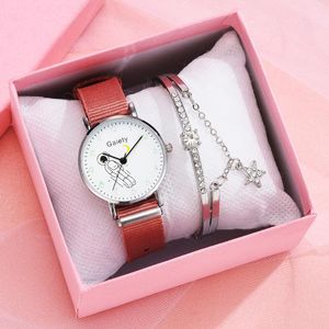 Relojes de pulsera Moda Luminoso Digital Dial Ladies Watch Student Canvas Pulsera Conjunto Cuarzo Zegarek DamskiWristwatches