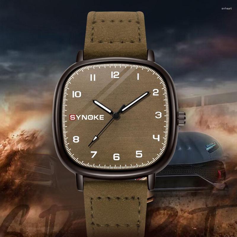 Montres-bracelets Mode Luxe Hommes Montres Loisirs Simple Femmes Quartz Montre PU Cuir Militaire Sport Horloge Carrée Cadeaux 2023