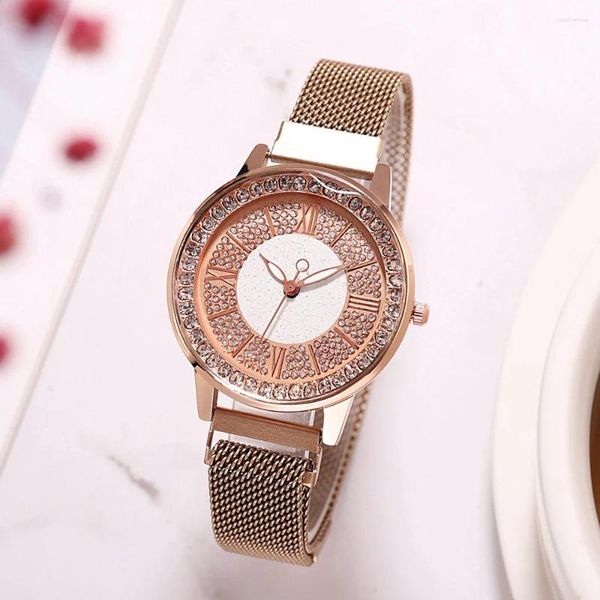 Montres-bracelets de mode aimant montre pour femmes de luxe dames montres à Quartz femme horloge ronde cristal robe de soirée cadeaux