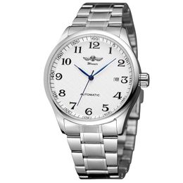Polshorloges Fashion Men's and Women's Watch roestvrijstalen riem witte wijzerplaat Automatische mechanische Watchwristwatches