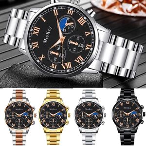 Relojes de pulsera Reloj de pulsera para hombre con tira de acero Reloj de negocios con números romanos Reloj de pulsera clásico de lujo para hombre Reloj Masculino