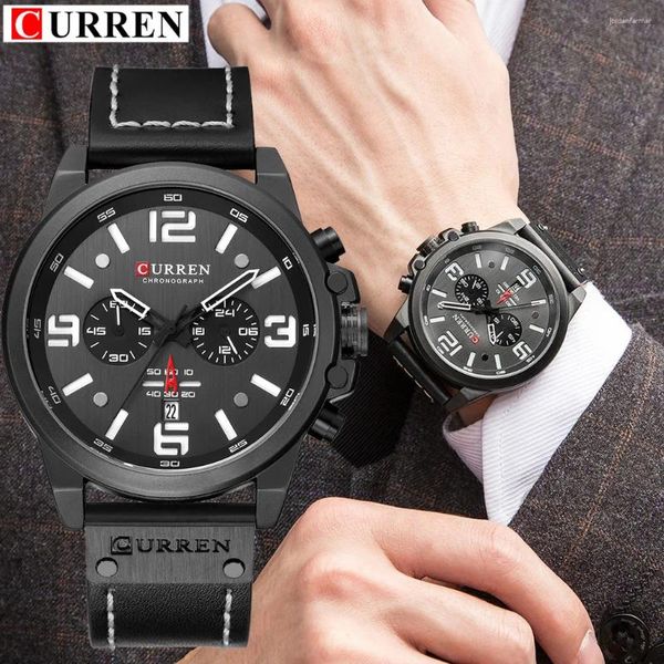 Montre-bracelets Fashion Menti Multihish Zone Business Watch Mens Mens Watchs Sport Imperproof Calendar Leather Chronograph Quartz