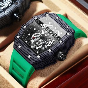Montre-bracelets Fashion Men's Watch Binbond Quartz Movement Luxury Watches Men Silicone Tapishroprowing Wristwatch horloge B8577