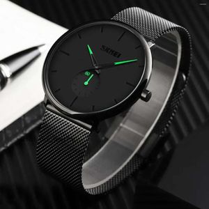 Montre-bracelets Fashion Men's Watch Cool Black Quartz For Men Korean Trend TencPerproof inoxydless Steel Mesh Belt 5790 1829 5249