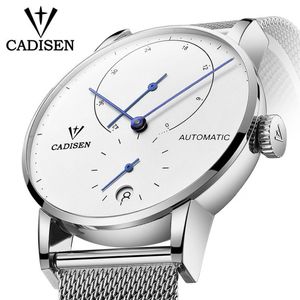Polshorloges Fashion Men's Watches 2021 Topmerk CADISEN Automatische horloge waterdichte agenda Mesh Strap Auto datum Mechanisch voor 194F