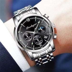 Montres-bracelets Montres pour hommes de mode Top en cuir rond étanche grand cadran montre de sport pour hommes montre-bracelet