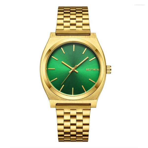 Relojes de pulsera Moda Hombres Mujeres Reloj Lujo Oro Cuarzo Muñeca Impermeable Acero inoxidable Parejas Reloj Casual Relojes para hombre