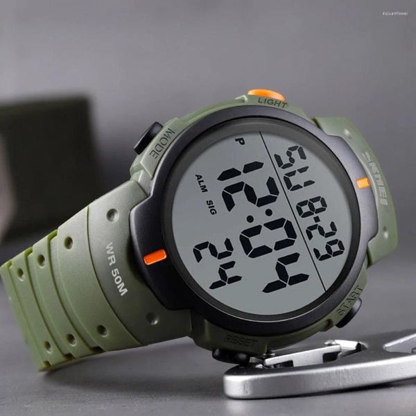 Wallwatches Fashion Mens Sport Watches Skmei Wallwatch LED Digital Watch Fecha impermeable Stopwatch Men Outdoor