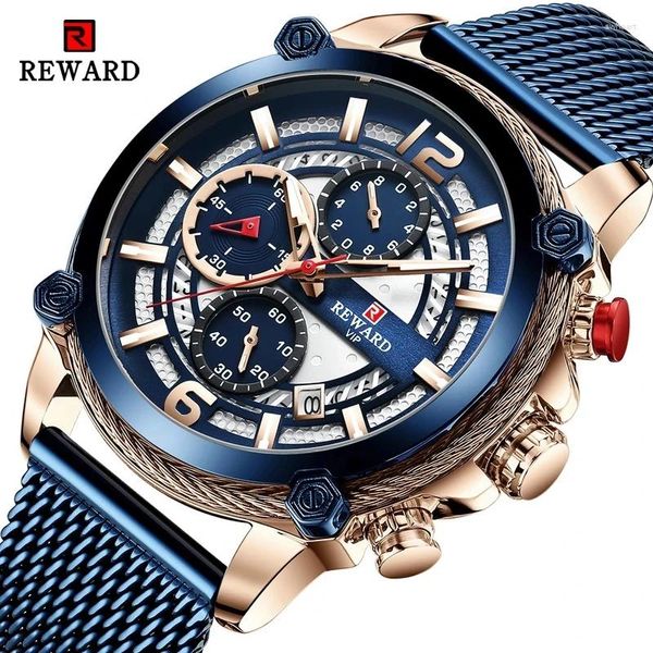 Relojes de pulsera Relojes deportivos para hombre de moda Reloj de pulsera de cuarzo de acero inoxidable de negocios Reloj de fecha con banda de malla impermeable deportiva