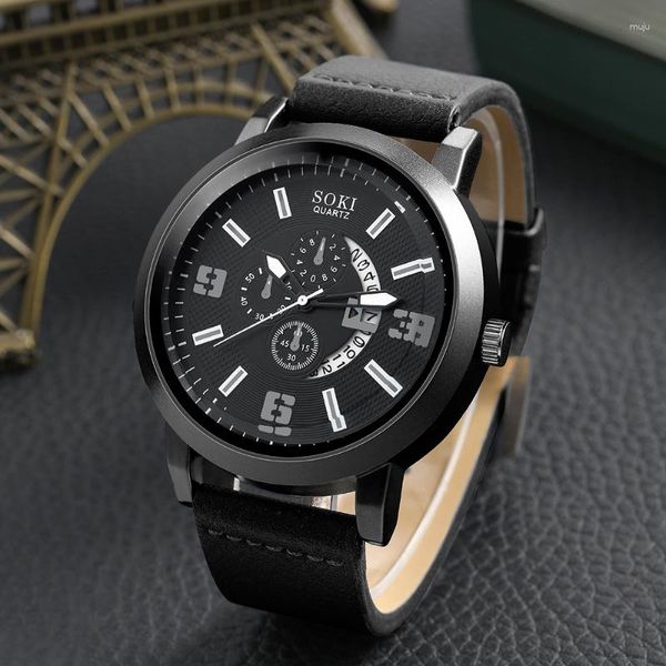 Montres-bracelets Mode Hommes Montres De Sport Homme D'affaires Quartz Montre-Bracelet De Luxe Bracelet En Cuir Marron Hommes Casual Horloge Montre Reloj Hombre