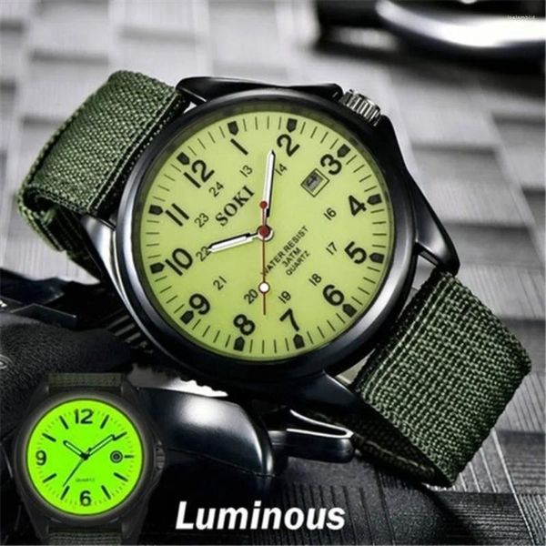 Relojes de pulsera Relojes para hombre de moda Reloj con manecillas luminosas Calendario deportivo militar de lujo Reloj de pulsera de cuarzo Reloj de nailon informal para hombre Reloj para hombre