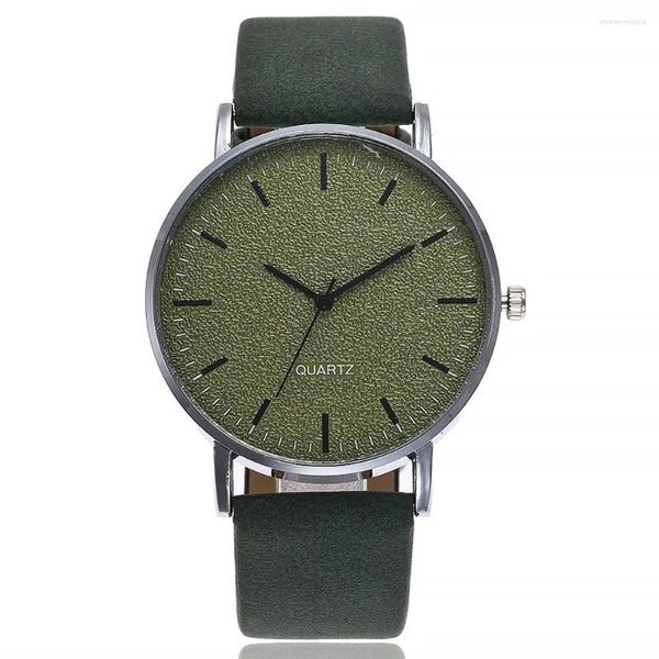Montres-bracelets mode minimalisme montre hommes vert montres bracelet en cuir analogique Quartz Ultra mince hommes Reloj Hombre
