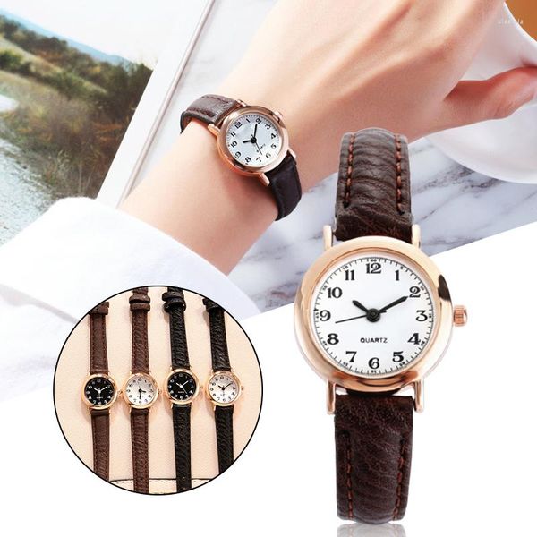 Relojes de pulsera Moda Minimalista Cuarzo Reloj retro Accesorio de uso diario para dama de honor Boda Citas Compras