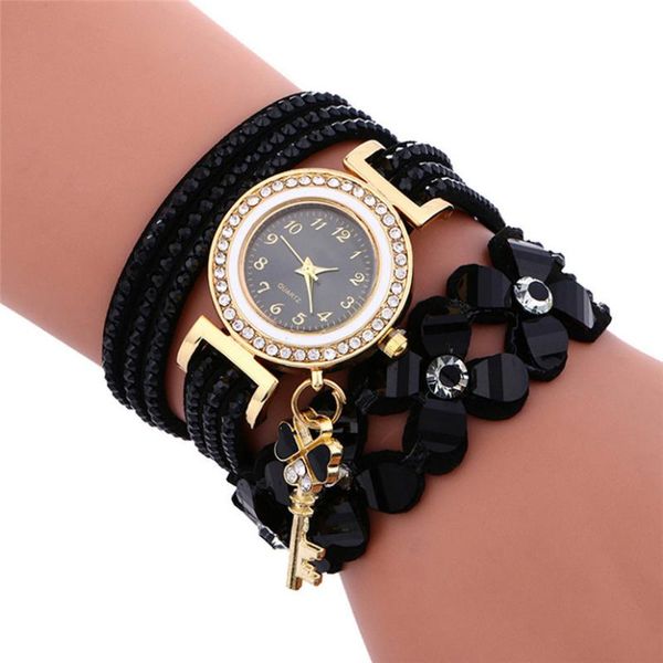 Relojes de pulsera Moda Montre Femme Reloj femenino Diamond Weave Pulsera de cuero Lady Womans Reloj de pulsera Números pequeños Dial Cuarzo