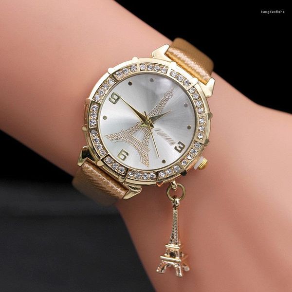 Montres-bracelets mode Paris tour Eiffel montre femmes charme montres or bracelet en cuir Quartz dames Relogio Feminino