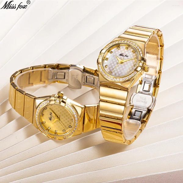 Montre-bracelets Fashion Quartz Watch for Women Clock Bling Diamond Ladies Watches Elegant Small Dial Womens Gold Steel