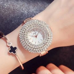 Polshorloges Fashion Quartz Kijk vrouwen kleden horloges luxe roségoud kristal dames klok polshorloge montre femme femme reloj mujerwristwatches