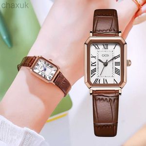 Polshorloges mode rechthoek Quartz pols horloge voor vrouwen luxe merk Roman Dial lederen band 30m waterweerstand dames horloges klok D240417