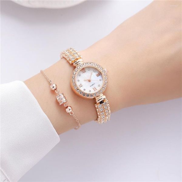 Montres-bracelets mode strass pleine étoile bracelet fin bracelet pour femme montre petit visage en marbre à la mode dames