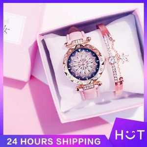 Horloges Mode Eenvoudig Quartz Horloge Dames Armband Luxe Diamant Dames Jurk Roze Wijzerplaat Polshorloge Horloges Set