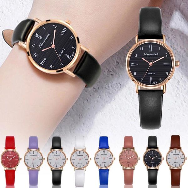 Relojes de pulsera Relojes simples de moda Reloj de mujer Banda de cuero Cuarzo Casual Damas de lujo Relogio Feminino