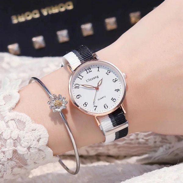 Relojes de pulsera Moda Simple Mujeres Relojes de Dibujos Animados Pulseras de Cuarzo de Lujo Esfera de Acero Inoxidable Pulsera Casual Reloj de Mujer Cinturón de Tela