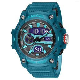 Relógios de pulso Moda Smael Top Marca Homens Militar Esportes Silicone À Prova D 'Água Quartzo Multifuncional Dual Display Movimento Cronógrafo Relógio