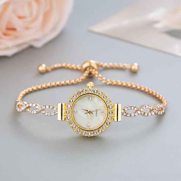 Montres-bracelets Mode Petit Cadran Rose Or Femmes Montres De Luxe Bracelet En Alliage Dames Bracelet Montre Relogio Feminino Quartz Pour Fille