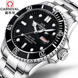 Polshorloges Fashion Sport Watch Switzerland Carnival Swimming Automatic Men Calendar Week Luminous Full Steel Strap Mechanische horloges